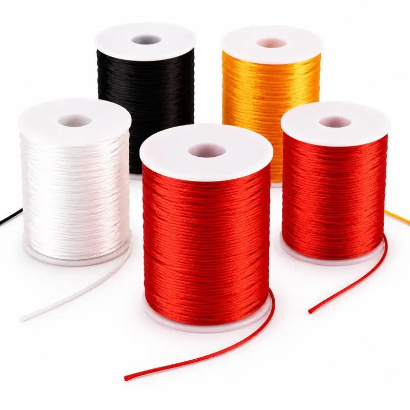 50/100M Satin-Polyesterseil 1,5-3mm Chinesisches Knotenseil für DIY Armband Schmuckherstellung Material – Detail 1