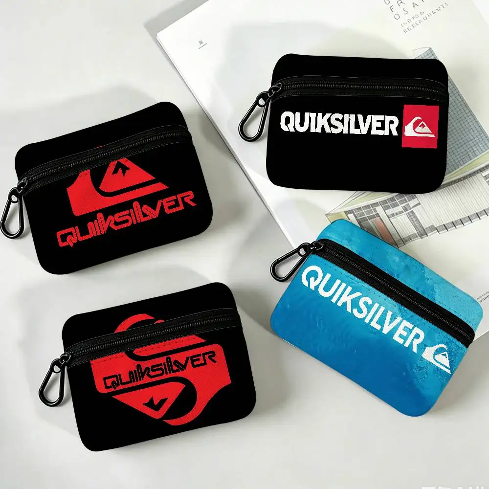 Marke Q-Quiksilver Modische Leichte Oxford-Stoff Münzbörse Mit Schwarzem Karabinerhaken Kartenhalter Kopfhörer-Aufbewahrungstasche
