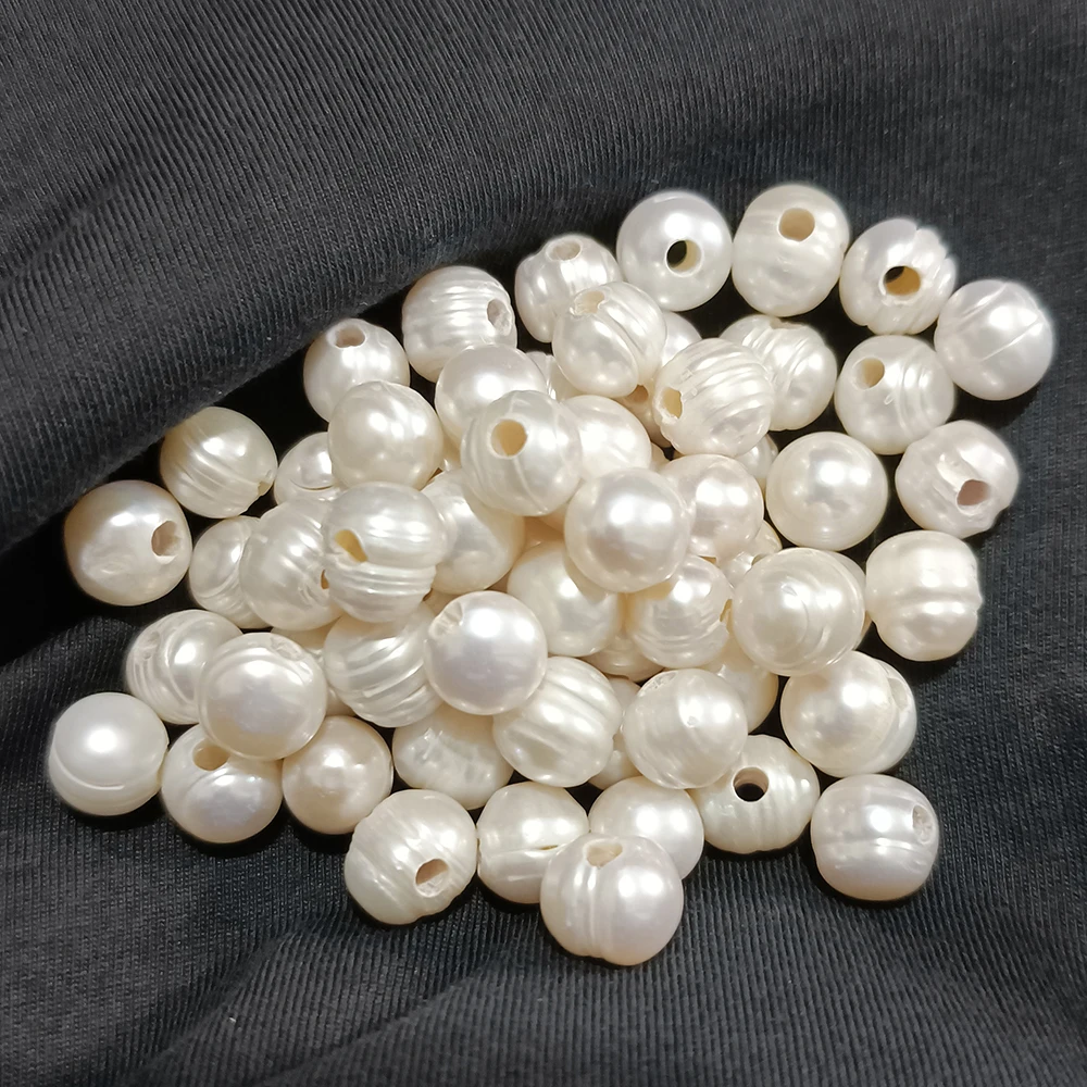 10-11mm AA White Oval Natural Pearls Beads Large Hole Potato Freshwater Loose Pearls Beads for Jewelry Making Necklace DIY 10PCS