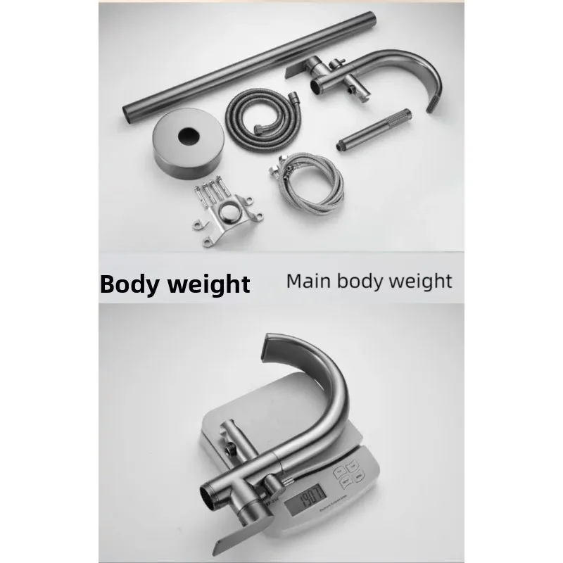 مجموعة صنبور خلاط حوض الاستحمام النحاسي القائم على الأرض مع رأس دش محمول بالماء الساخن البارد #4