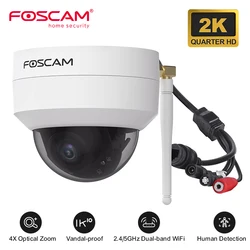 FOSCAM-Câmera de segurança externa com conexão Wi-Fi, 4MP, zoom óptico 4X, câmera de vigilância PT, suporta 2.4G, conexão 5G