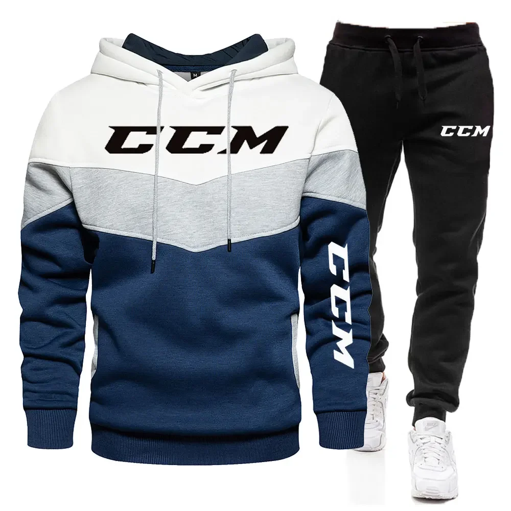 New 2022 CCM print Men Zipper Hoodies Sweatshirt+Sweatpants Suit Autumn Winter Warm Tracksuit Sets Men\'s Hooded Outwear