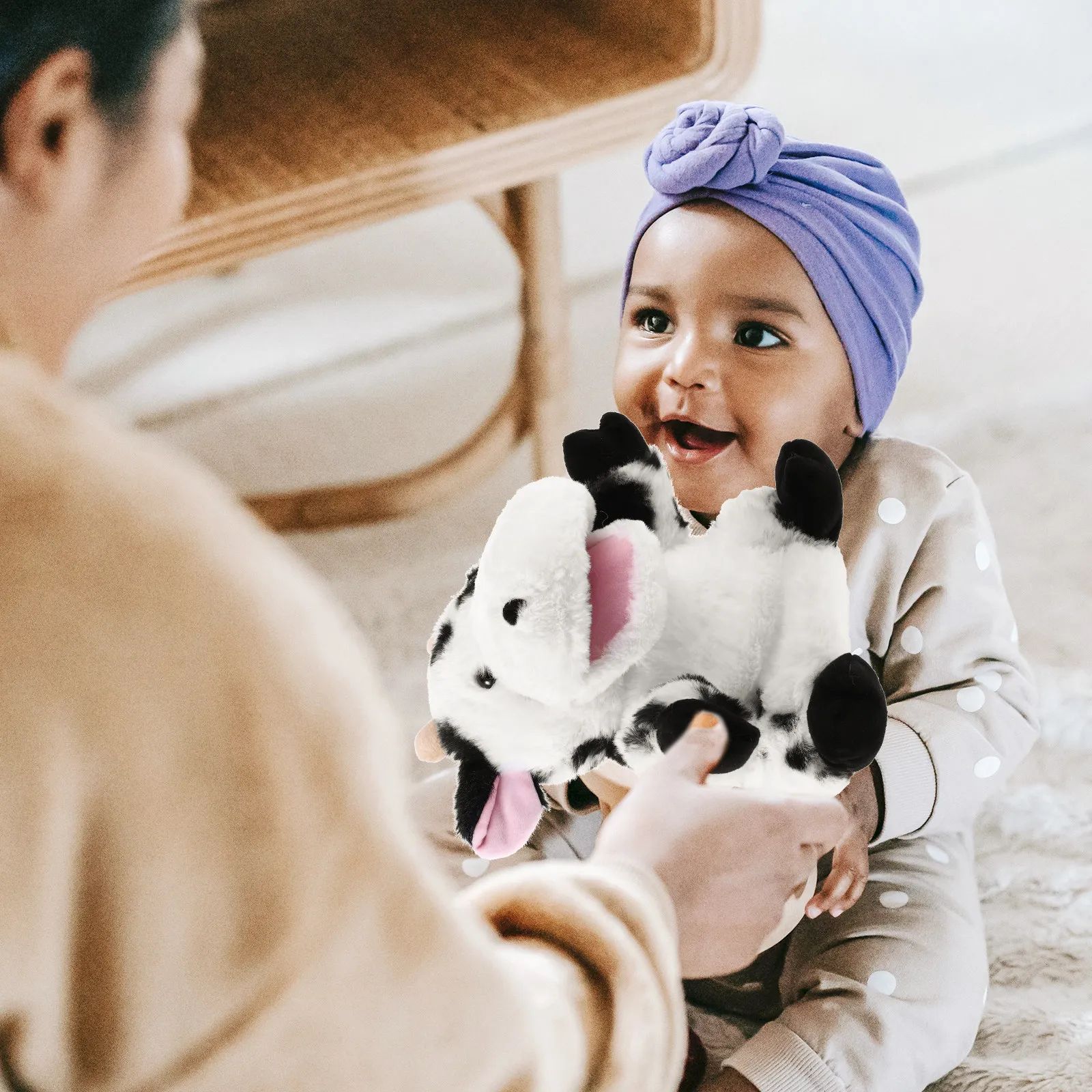 

Cow Cartoon Hand Puppet Animal Soft PP Cotton Stuffed Material Interactive Storytelling Educational Puppet Animal Hand Puppets