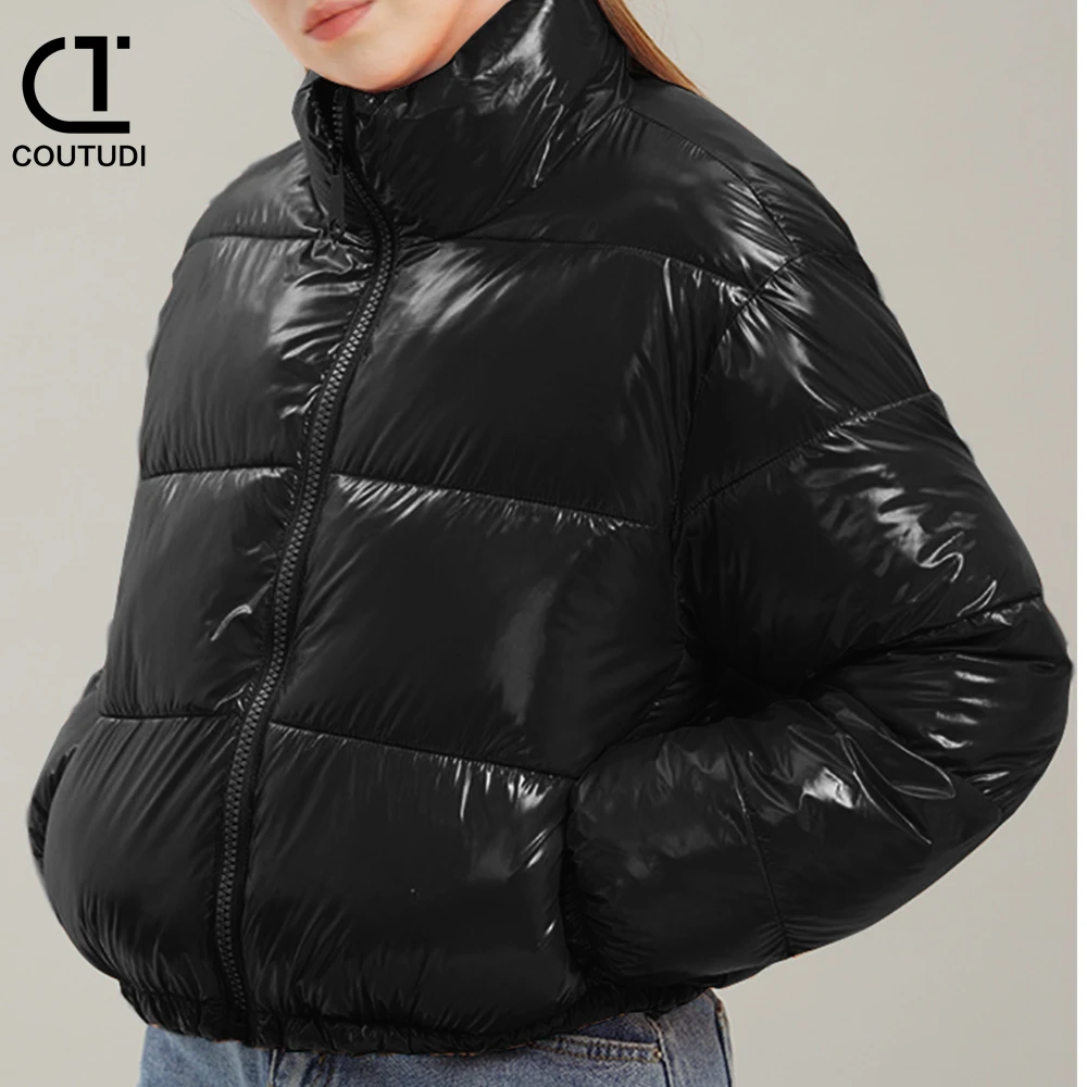 COUTUDI-Y2K Bright Color Short Down Coat for Women, Long Sleeve Puffer Jacket, Parkas Outerwear, Korean Fashion