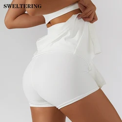 Faldas de tenis de verano para mujer, pantalones cortos deportivos de nailon para Fitness, falda de cintura alta para pantalón corto para Yoga, Running, ropa de entrenamiento para gimnasio