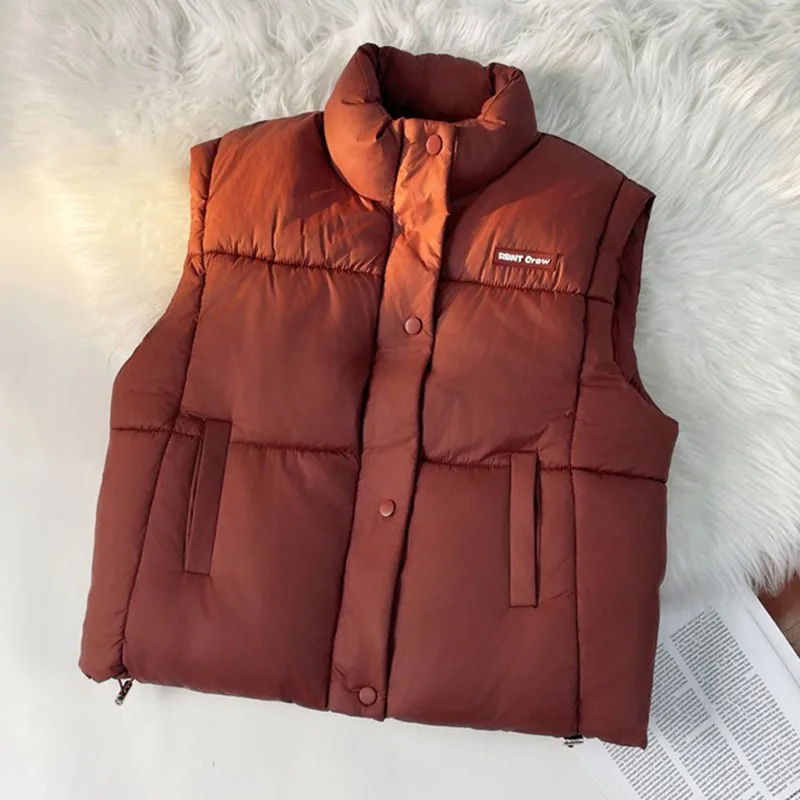 

2024 Autumn Winter Women's Vest Coats 2024 New Women Waistcoat Short Sleeveless Jacket Loose Down Cotton Vest Female Outerwear
