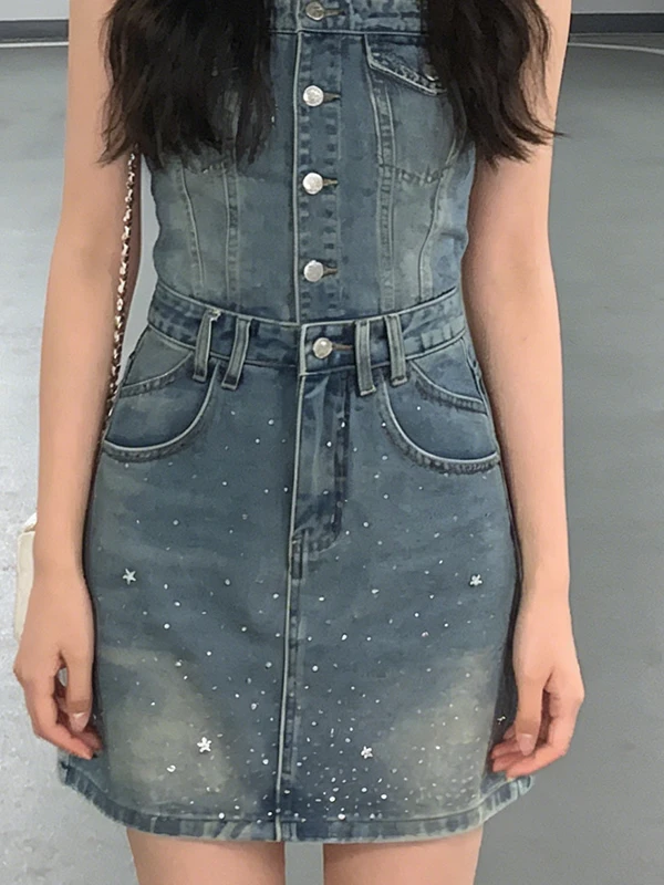 

High Waist plus Size Denim Skirt Women's Fashionable Versatile Pear Shape Hip Covering Half-length Skirt Summer New Arrival