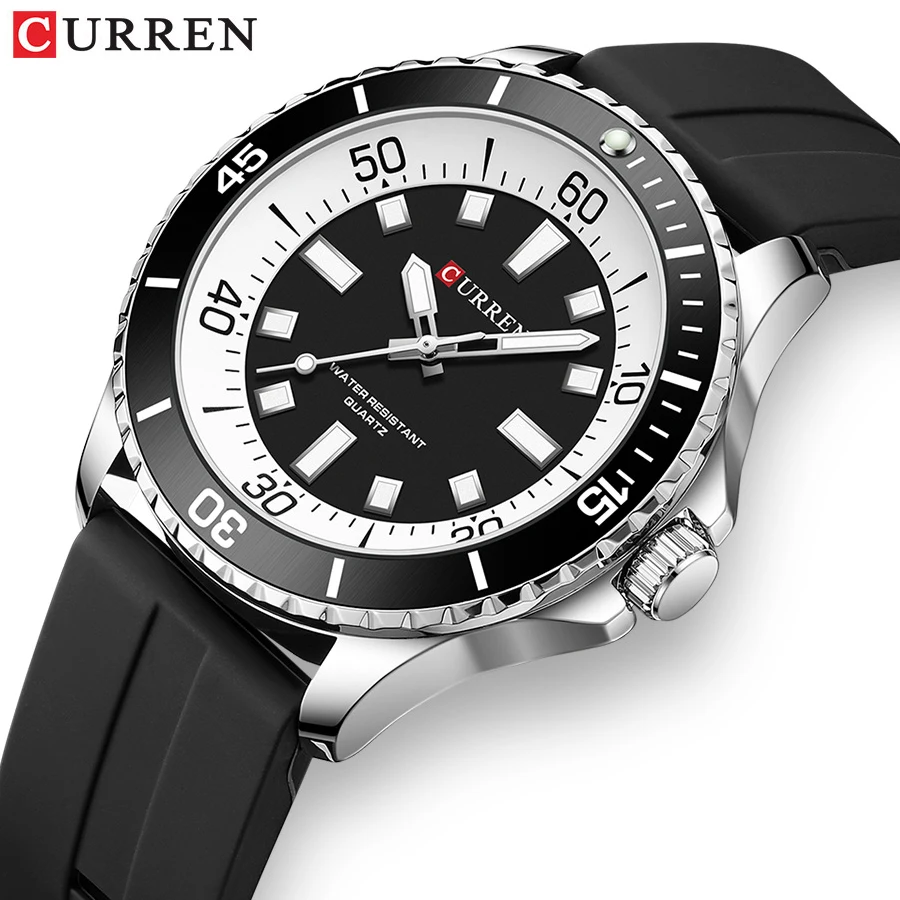 

CURREN Original Fashion Men's Luxury Watches Sports Silicone Strap Waterproof Quartz Wristwatch With Luminous Hands