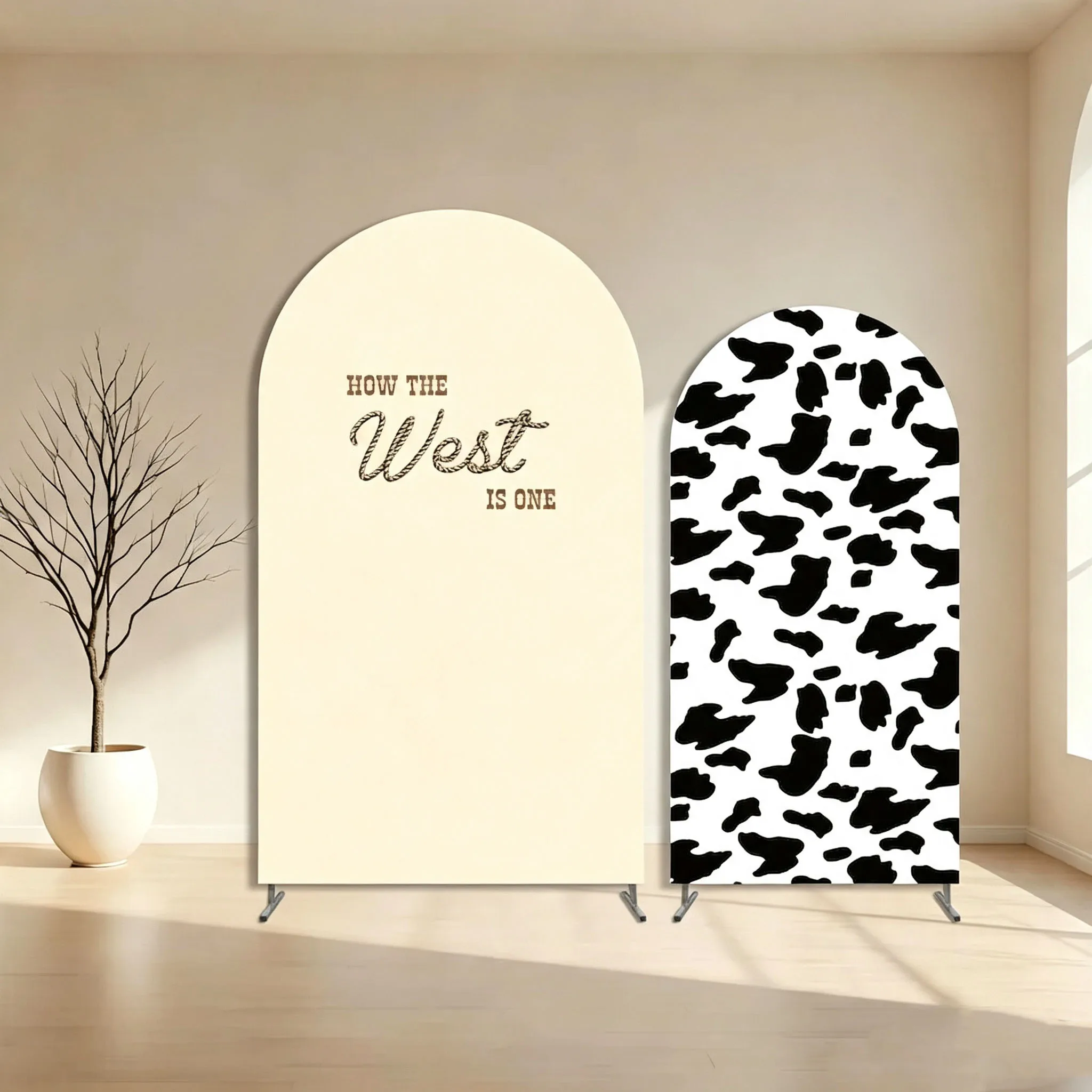 Custom Double-Sided How The West Is One Baby Shower Arch Backdrop Cover Rodeo Cowboy Wild Birthday Party Photobooth Background