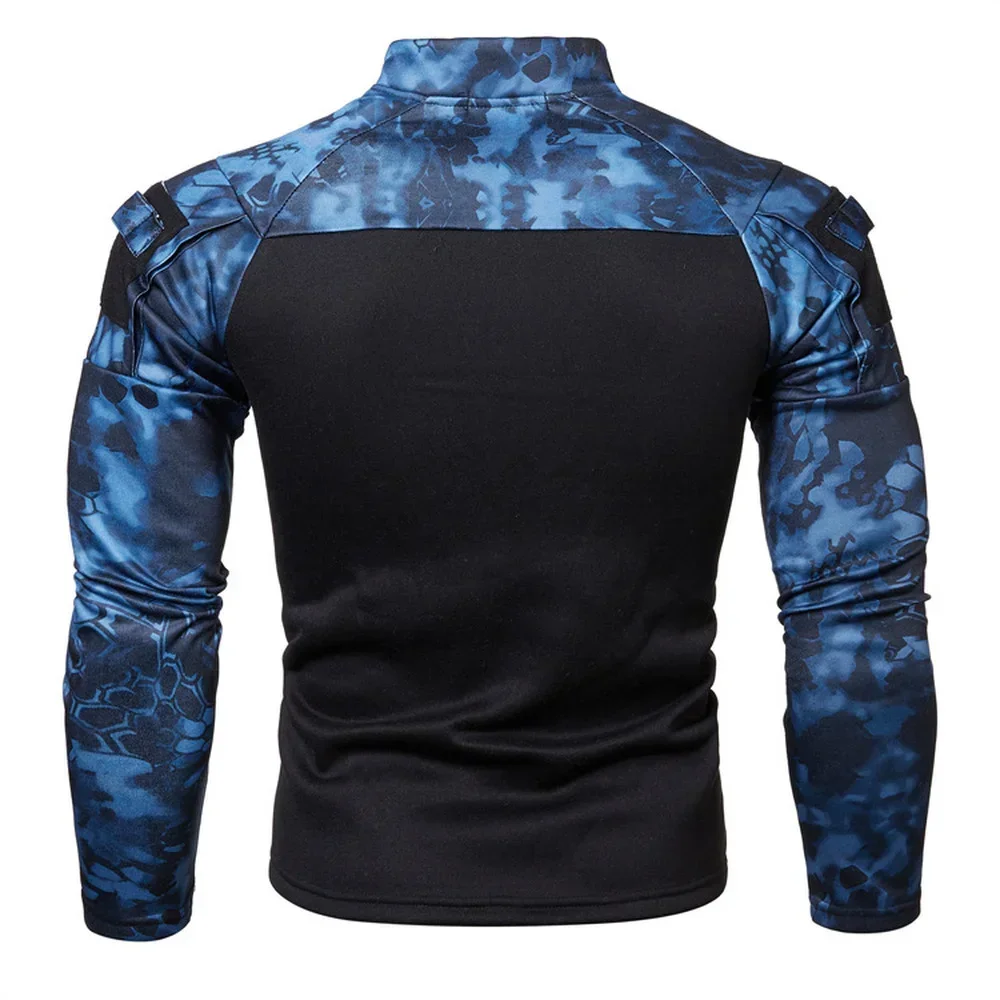 Nowe swetry bluza outdoorowa męska Casual Slim jednolita bluza z kapturem w kamuflażu ubrania bluzy do biegania topy z długim rękawem — zdjęcie 3