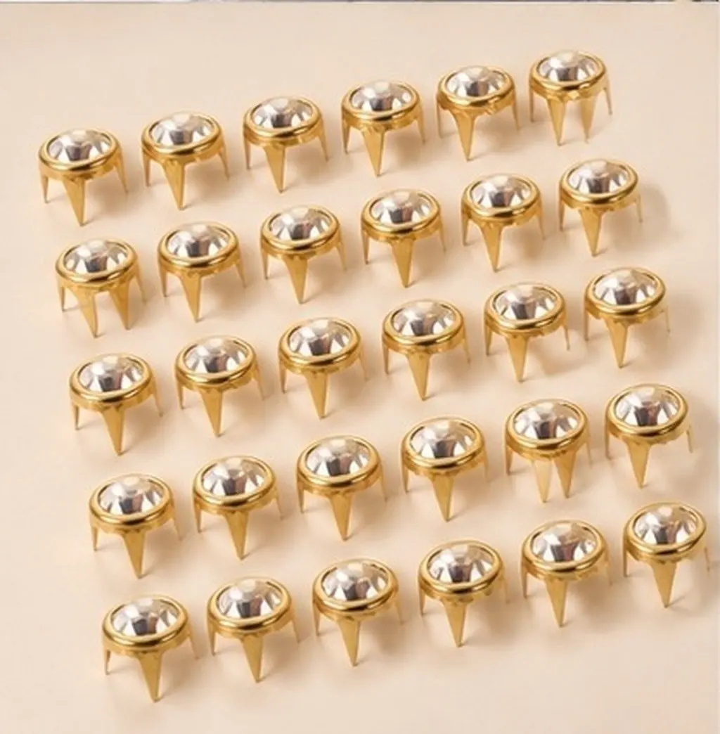 50Pcs Premium Crystal Rhinestone Rivets Claw Nails for DIY Clothing Bags Shoes Accessories Craft Decorative Metal Stud - view 6