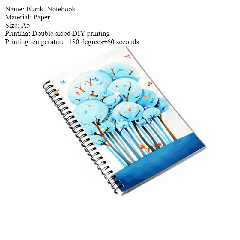 10 PACKS Sublimation Blank Notebook A5 60-Sheets Notebook Sublimation Double-sided Printted Note book for School Office Supplies