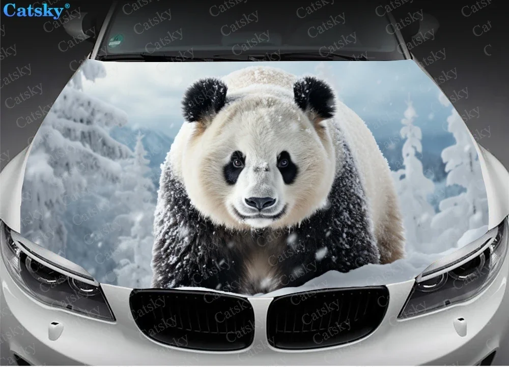 Panda Bear Walking In The Snow Car Hood Decal Truck Decals Vinyl Sticker Graphic Wrap Stickers Trucks Cars Bonnet Vinyls