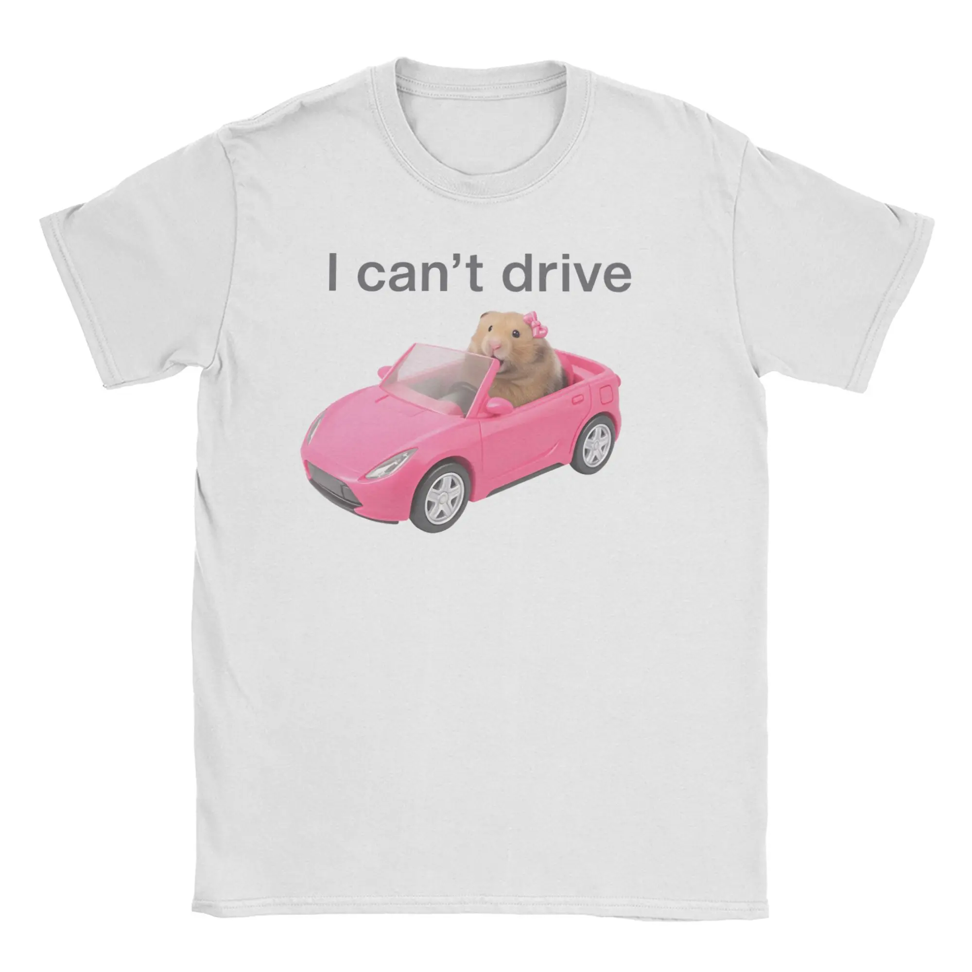 Camisetas Masculinas e Femininas I Cant Drive Cyber Hamster Meme Criativa Camiseta de Algodão Manga Curta Gola Redonda Roupa Plus Size