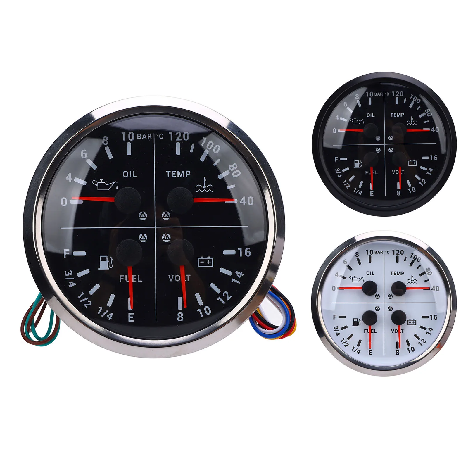 

4 в 1, манометры для лодок, датчик уровня топлива, манометр, датчик температуры воды, вольтметр для автофургонов, яхт, грузовиков, морских аксессуаров