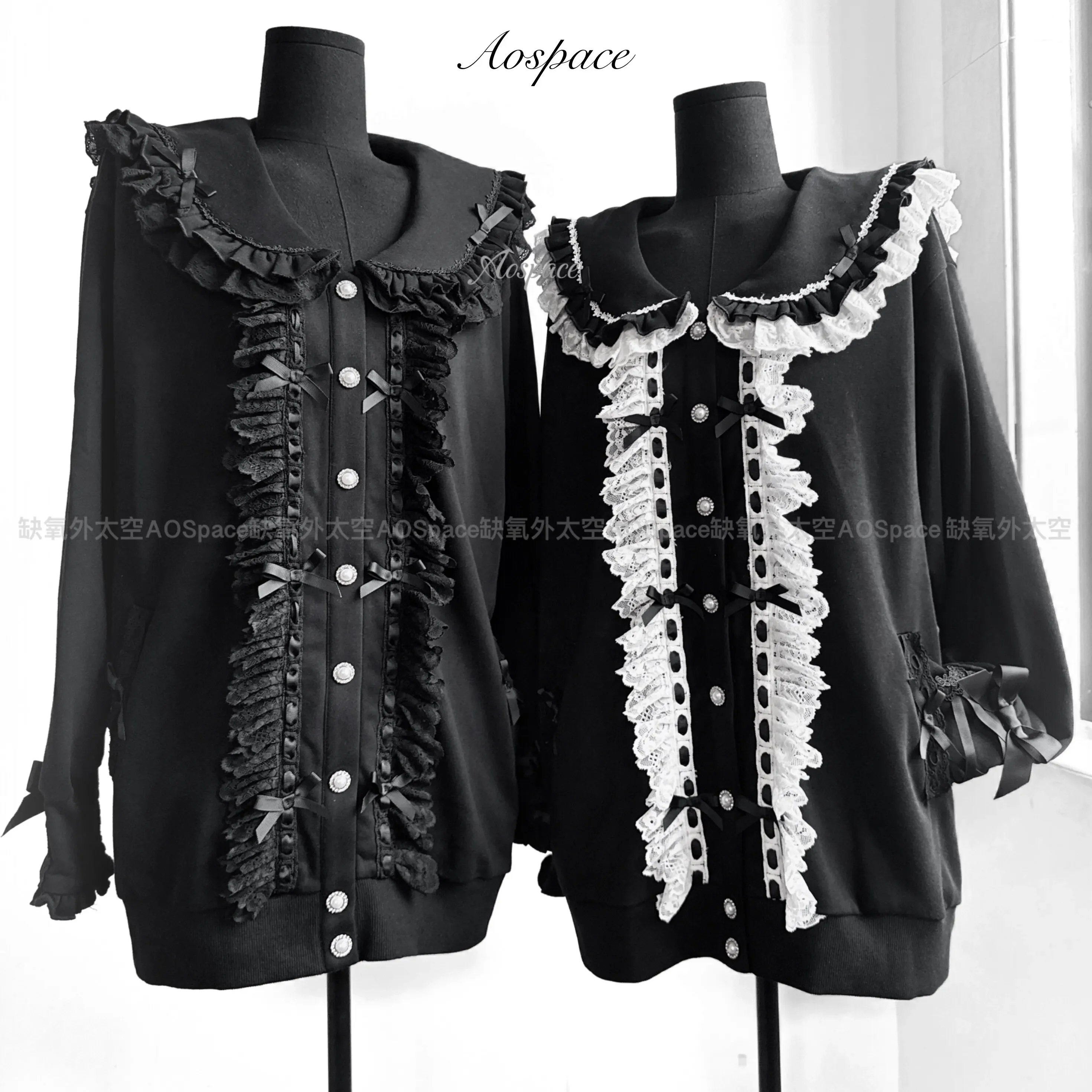 Original Subculture Gothic Loose Jacket Women Spring and Autumn New 2026 Mine Sweet Cool Big Bow Lace Spliced Student Sweatshirt