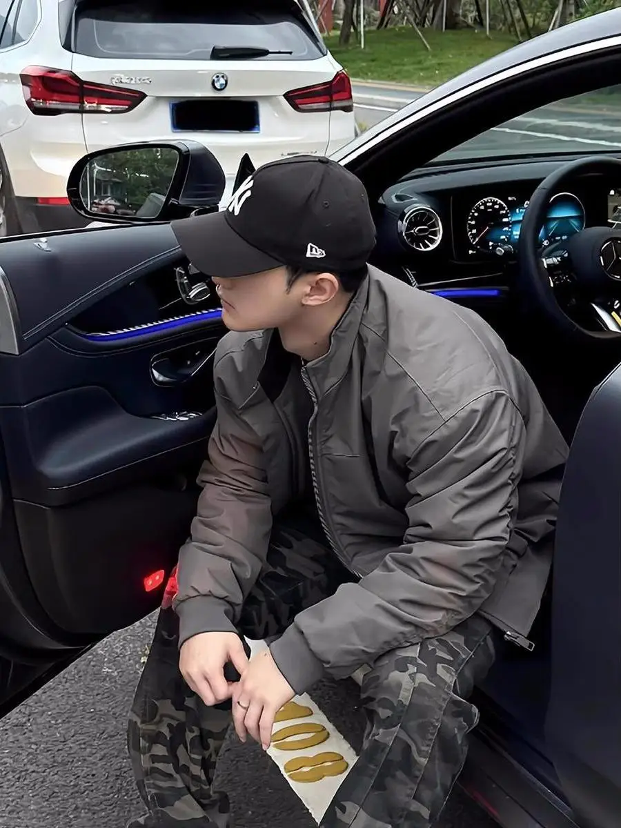 

Spring Autumn ort Stand Collar Jaet Men's American Retro Loose Casual Flight Baseball Outfit Trendy Polyester Fiber