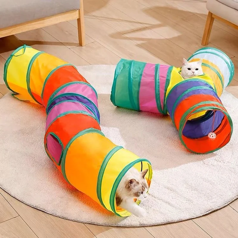 Jouet Tunnel pour chat multi-formes, Tube de jeu amusant avec trou pour animal de compagnie, jouet pliable plissé pour chaton, petit chien, furet, lapin, jouet Tunnel
