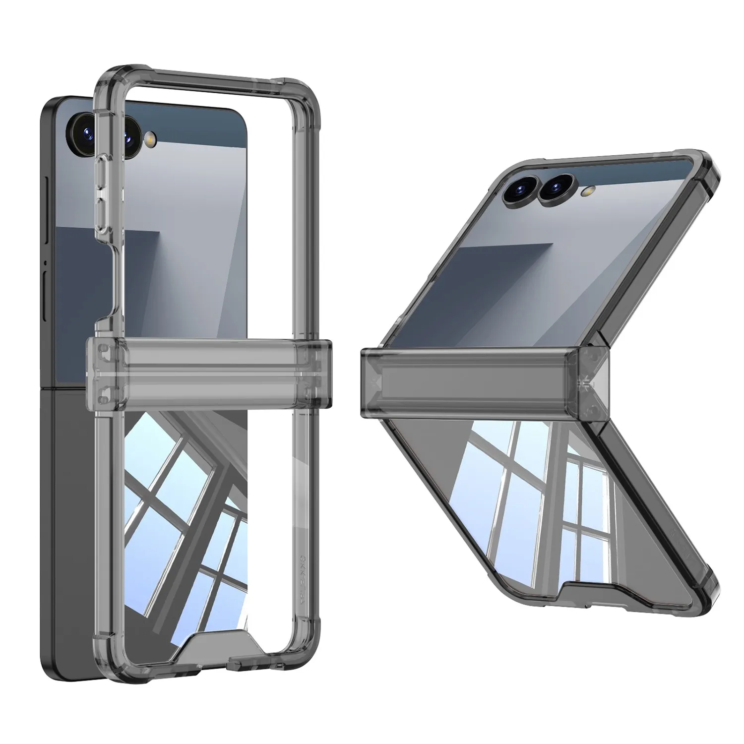 Clear Hinge Slim Hard PC TPU Phone Case For Samsung Galaxy Z Flip 4 5 6 7 5G Solid Color Shockproof Back Cover