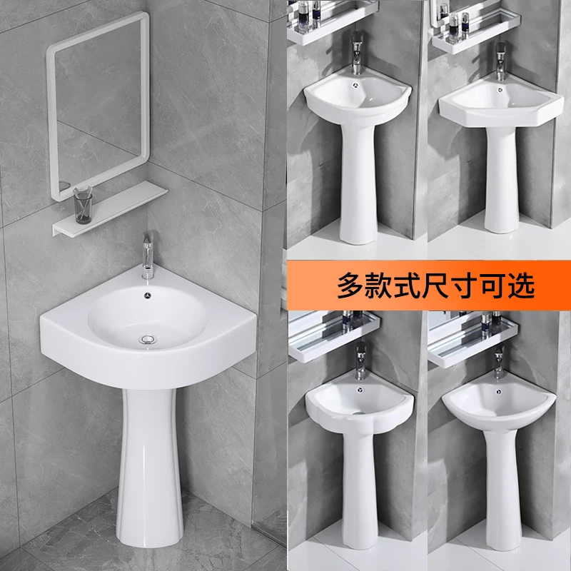 

Умывальник колонного типа Умывальник от пола до потолка Угловой треугольник для маленькой квартиры Туалет Мини-балкон Туалет Умывальник