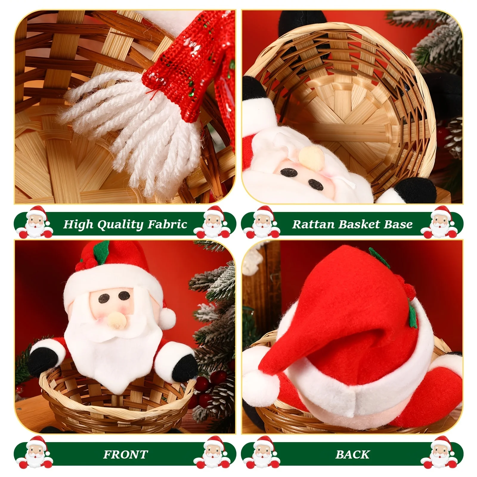 1 قطعة عيد الميلاد الديكور سلة الحلوى سلة مغزولة عيد الميلاد منضدية الديكور للمنزل هدايا عيد الميلاد السنة الجديدة 2025 #3
