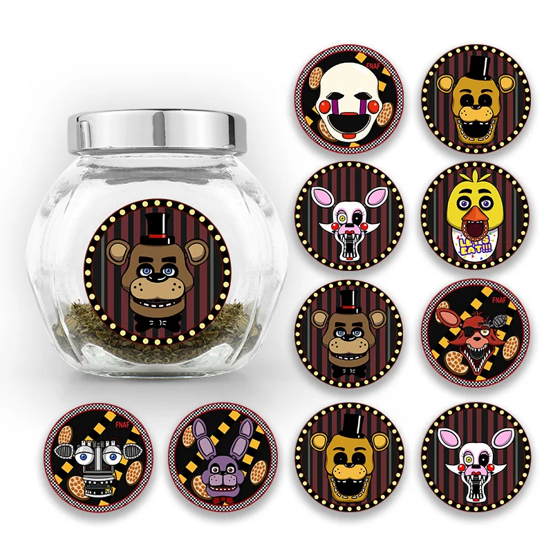 Cinco noches en Freddy pegatinas accesorios pegatinas redondas de dibujos animados cuenta de mano decoración de diario juguetes para niños Baby Shower