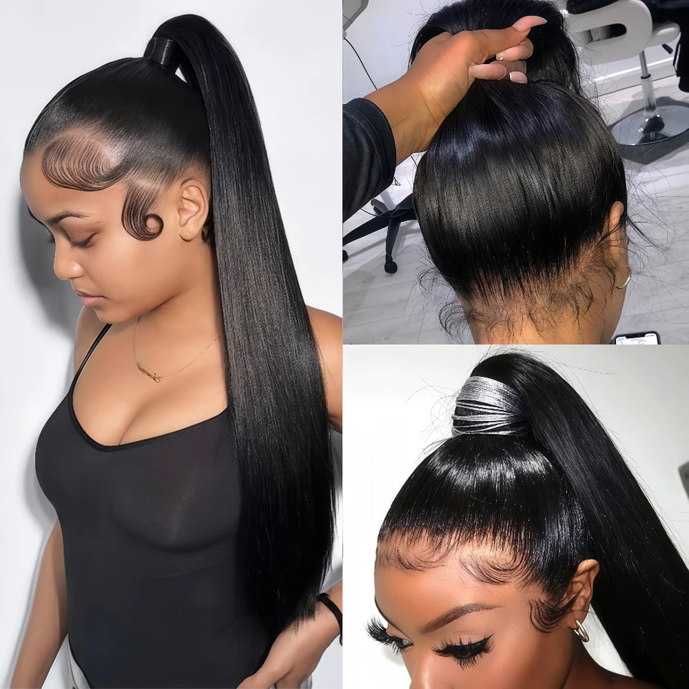 

30 Inch Invisi Strap 360 Full Lace Bone Straight Black Wigs Human Hair 5x5 HD Lace Closure Glueless Wigs 13x4 Lace Wig For Women