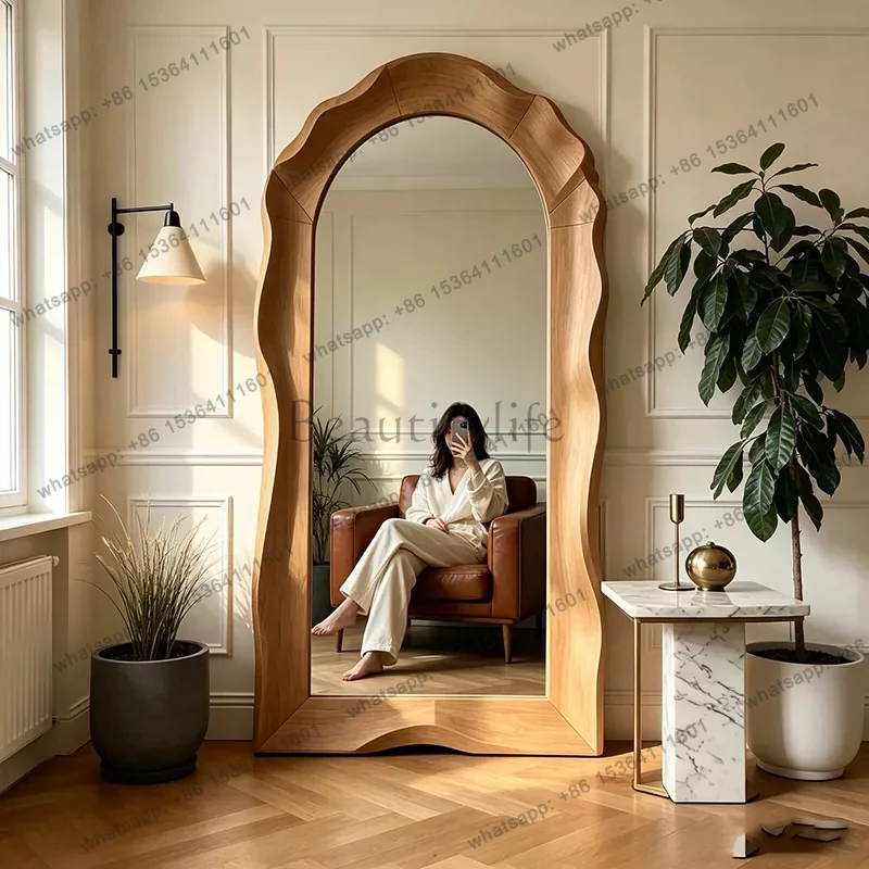 LSFunky Luxury Mirror Full Body Living Room Girls Decoration Aesthetic Mirror Korean Style Vintage Spiegel Wand Home Decorations