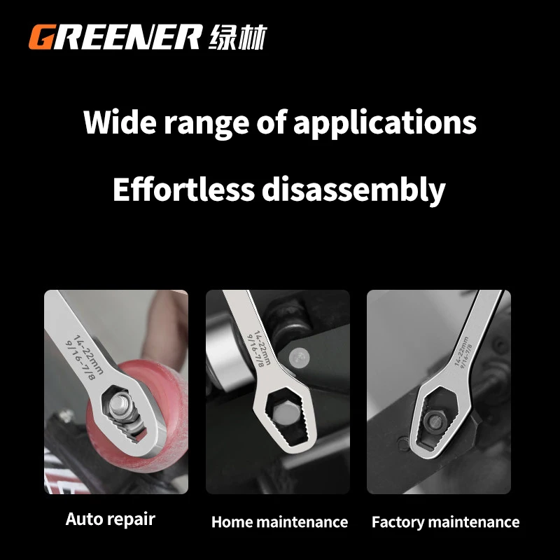 GRØNNE 8-22 mm Universal Dobbelthoved Torx-nøgle Selvstrammende Justerbar Briller til La Carzy Skruenøgle Håndværktøj