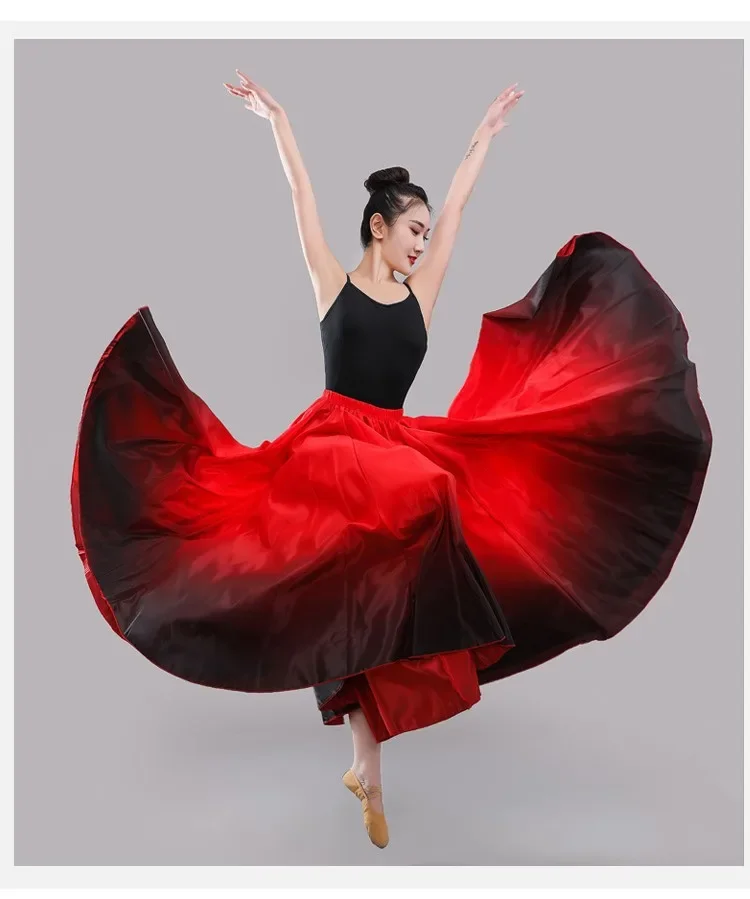 lady belly dancing gradient long skirt flamenco skirt classic style woman fashion bullfight dancing skirt