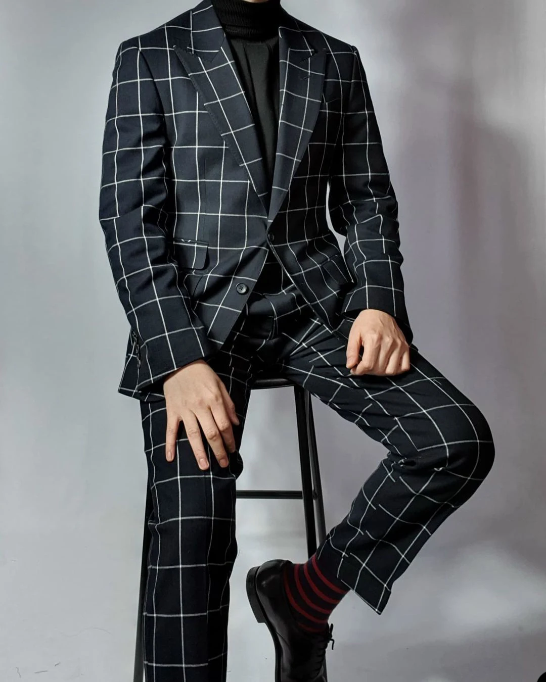 2 Pieces For Men Suit Tailor-Made Black Plaid High Quality Fashion Modern British Style Wedding Business Causal Daily Tailored