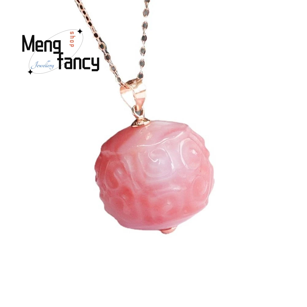 S925 Silver With Natural Salt Source Agate Retro Ripple Colorful Treasure Pendant Simple Elegant High-grade Fashion Fine Jewelry