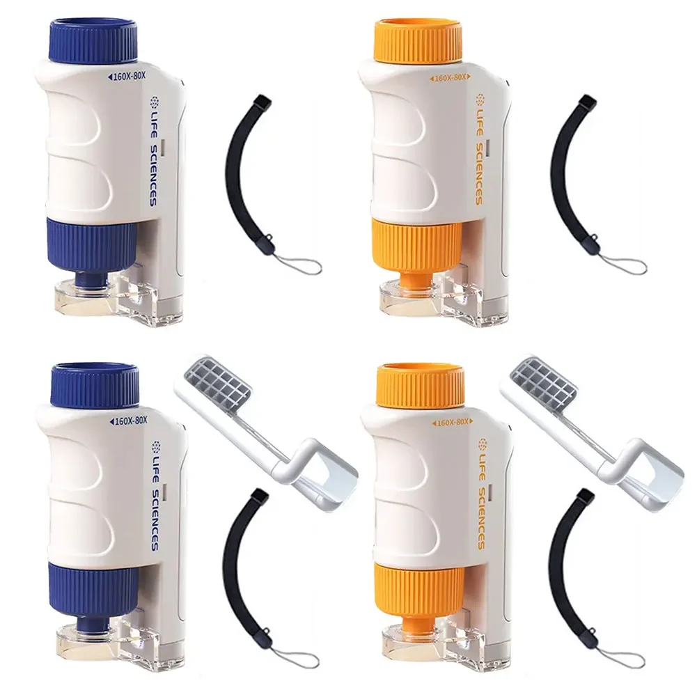 60-120X Mini Pocket Microscope Kit Boy Girl Exploring Gift Pocket Microscope Mini Handheld Microscope for Scientific Experiment