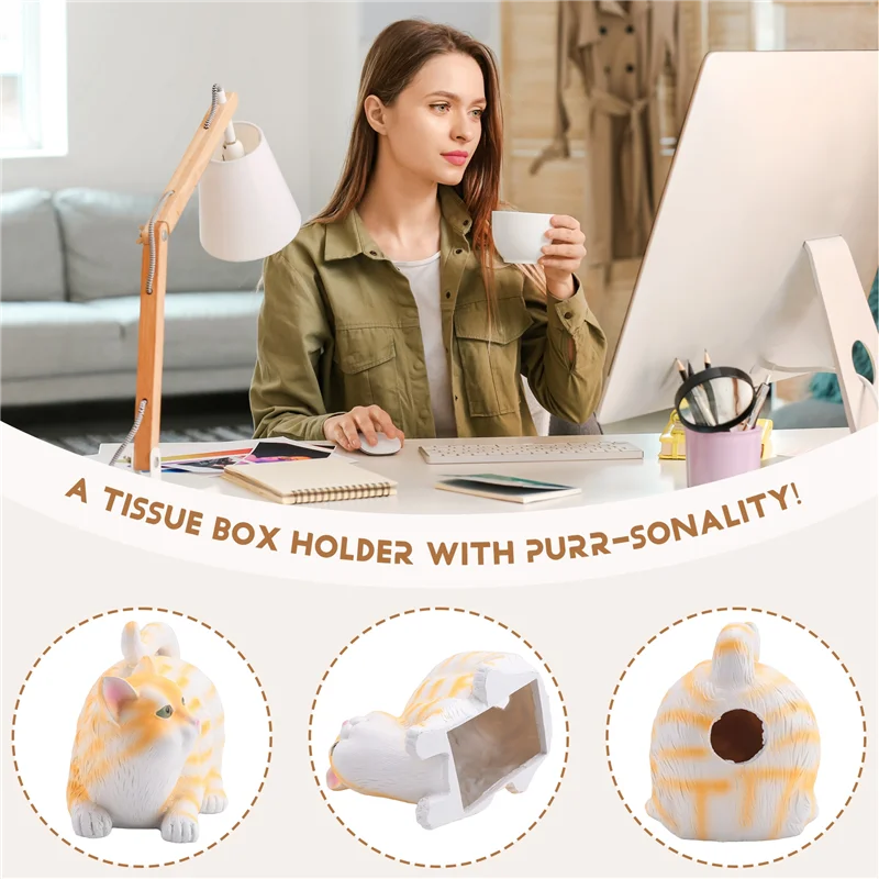 

Практичный держатель для салфеток с изображением кошки, милые аксессуары для ванной комнаты, оранжевый квадратный чехол для коробки для салфеток с изображением кота