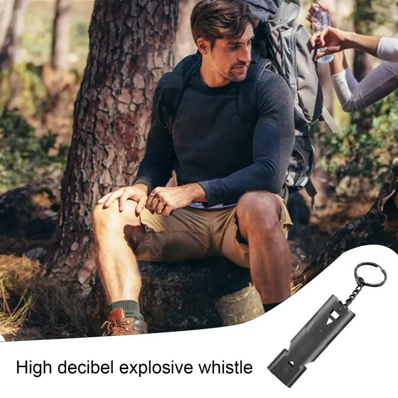 Keychain Whistle Outdoor Referee Whistle Multifunctional Double Tube Wilderness Survival Whistle 150 DB High Decibel For Hiking