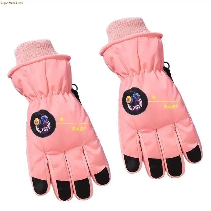 Q5WE Cartoon Gloves for Kids Boys Winter Outdoor Sports Road Riding Equipment Windproof Thicken Skiing Gloves for Winter