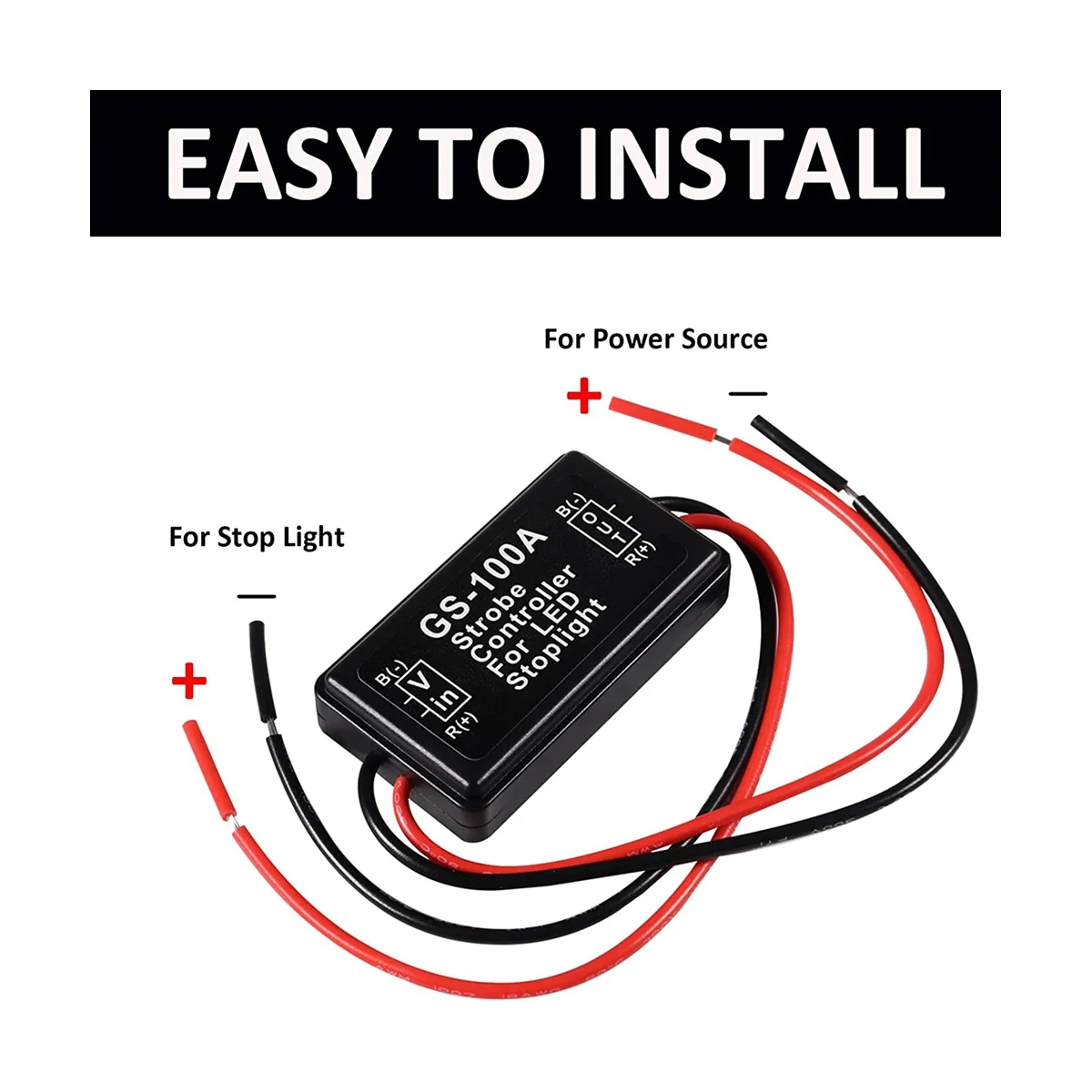 Módulo intermitente de luz de freno de GS-100A, controlador de freno alto, lámpara trasera de seguridad, 8 piezas, DC 12-24V 2A 24W