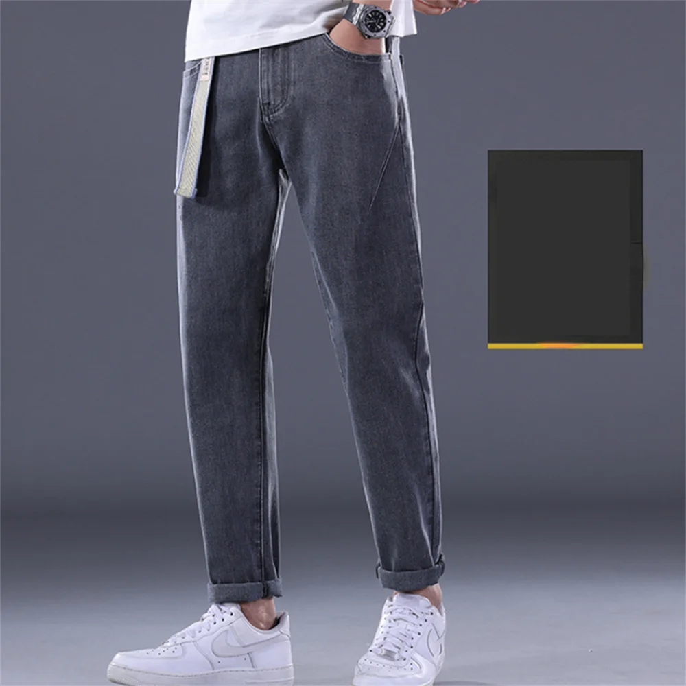 Nova moda estilo japonês e coreano calças de brim masculinas cintura elástica harem calças masculinas na moda casual calças de brim tudo-matchpants