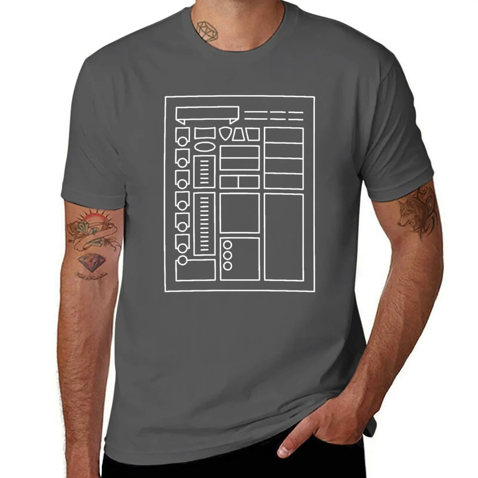 

Character Sheet - Dungeons & Dragons Line Art Series T-Shirt blacks customs Men's t-shirt