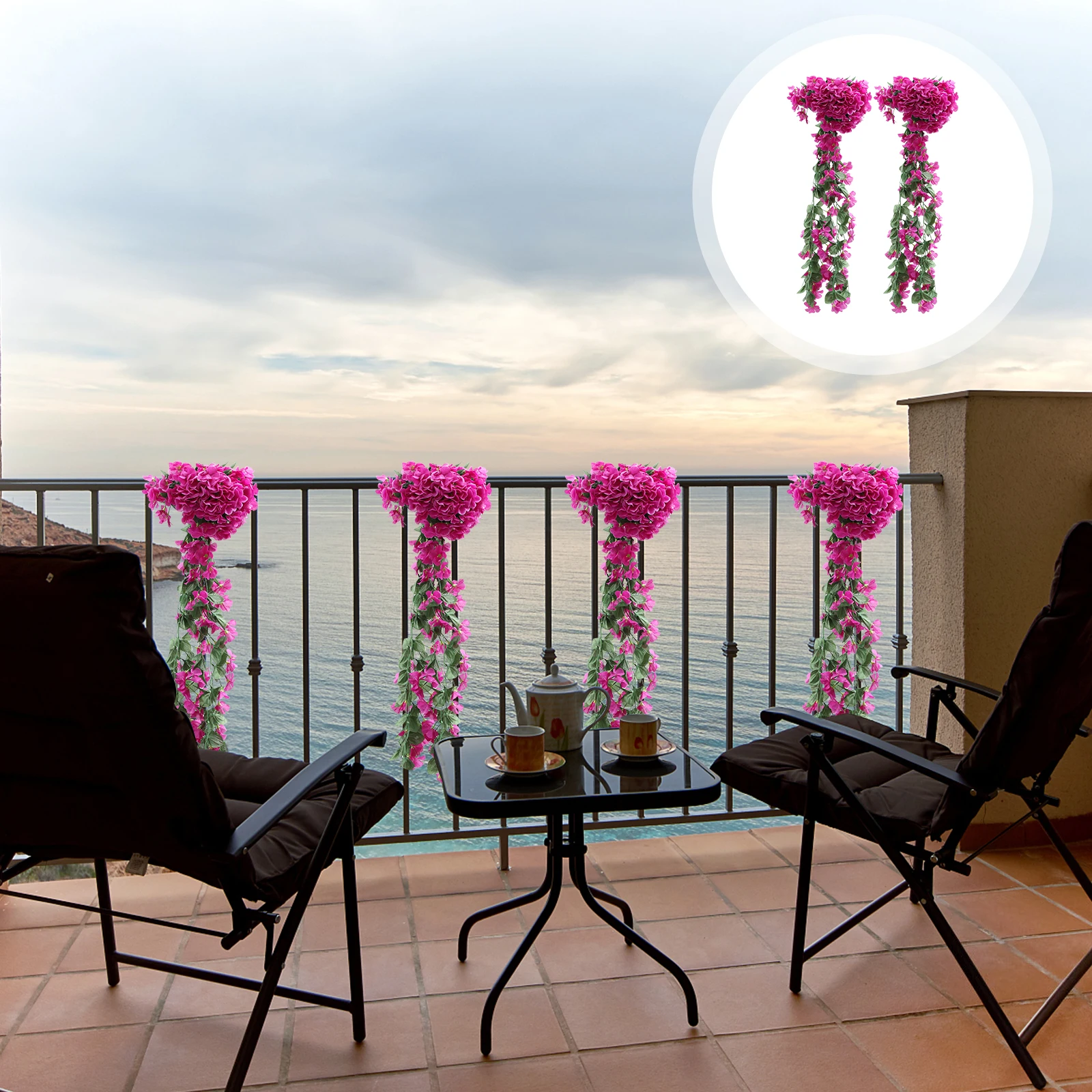 

2 Pcs Simulated Violet Wall-mounted Decoration Flower for Wisteria True Artificial Flowers Hanging Fake Plants Orchid