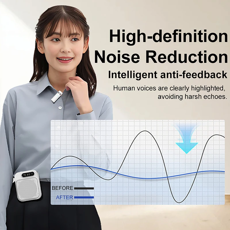 bluetooth-53-ポータブルラベリアマイク-ワイヤレス音声アンプ-ノイズリダクション-充電式スピーカー-教育会議用