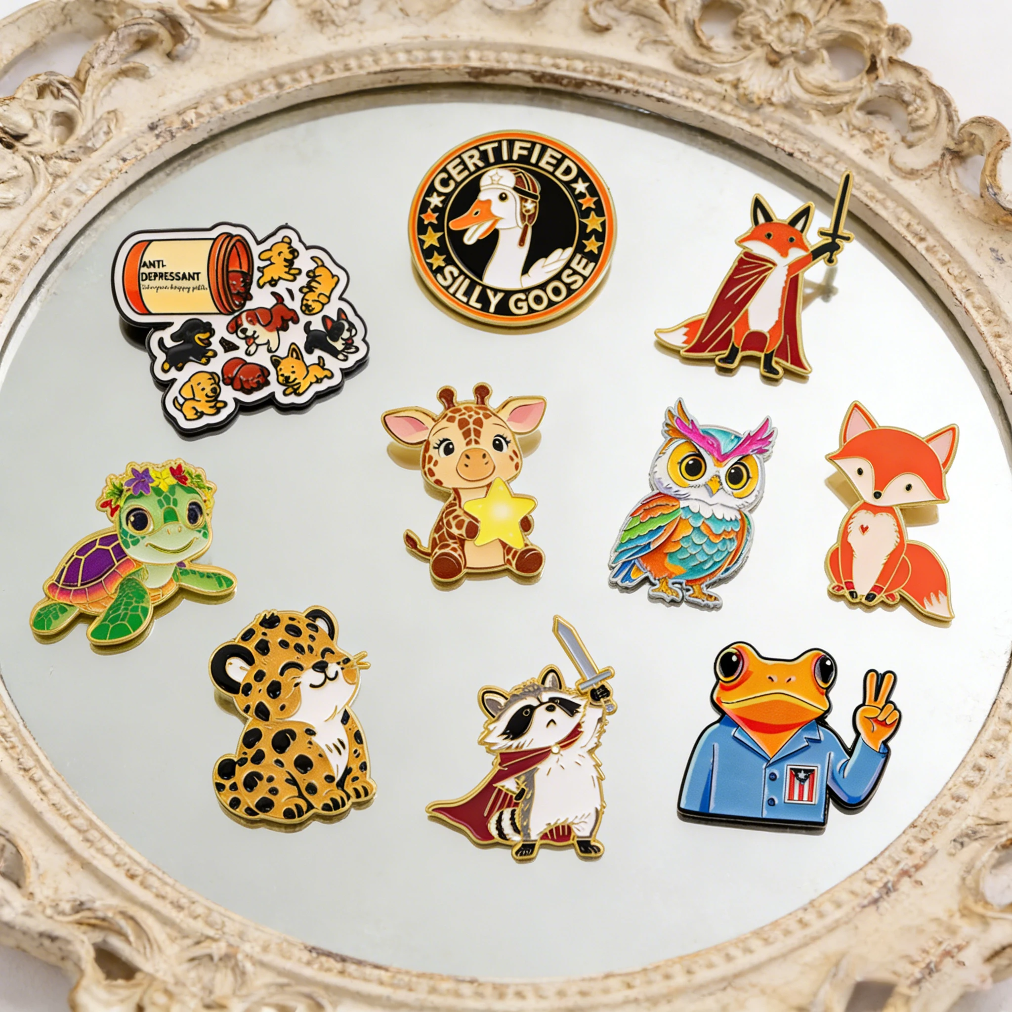 Cartoon Raccoon Fox Soft Enamel Pin Cute Lapel Pins for Back