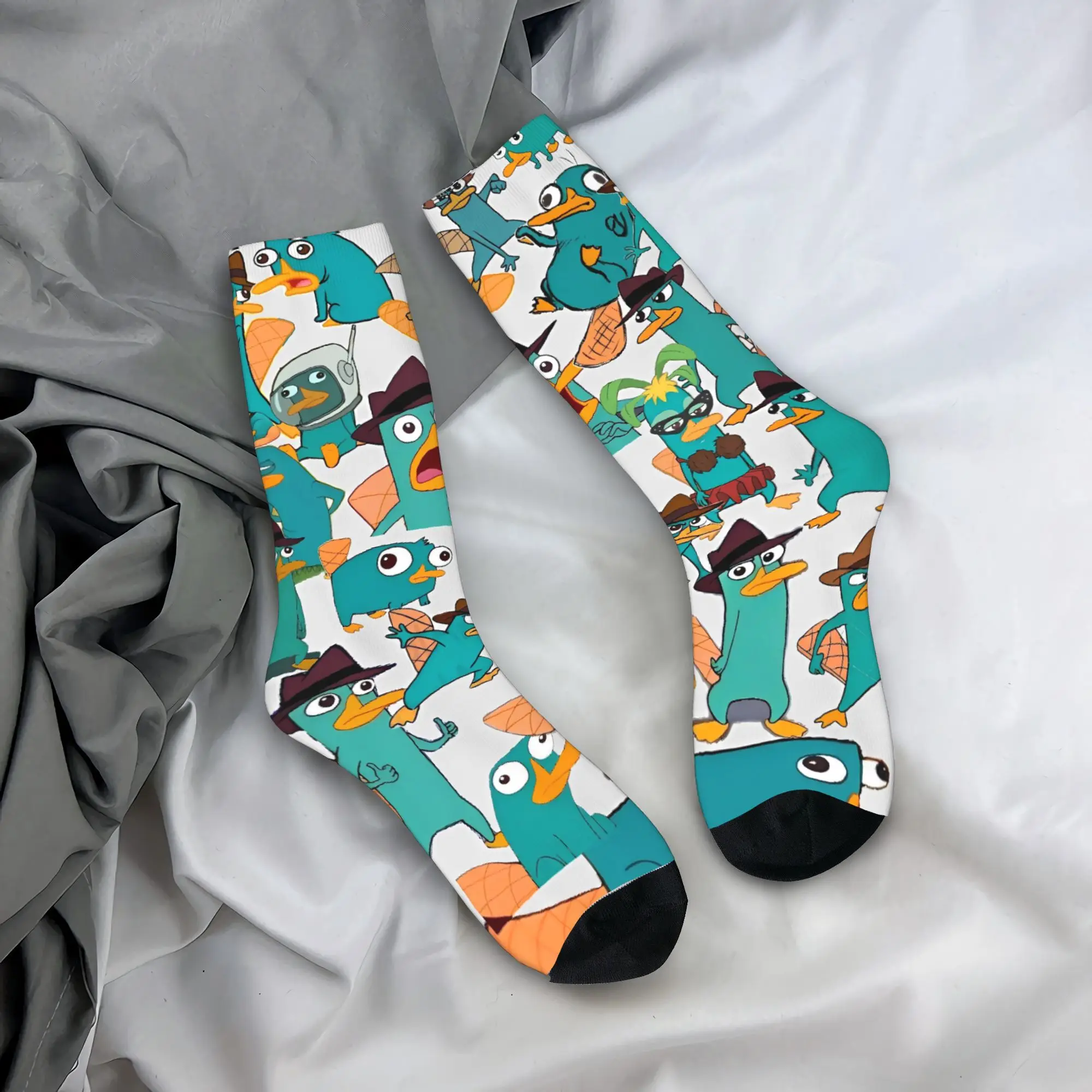 Skarpety Perry the Platypus, personalizowane skarpety, antypoślizgowe skarpety damskie i męskie, średniej grubości, miękkie, zimowe, gotyckie skarpety rowerowe