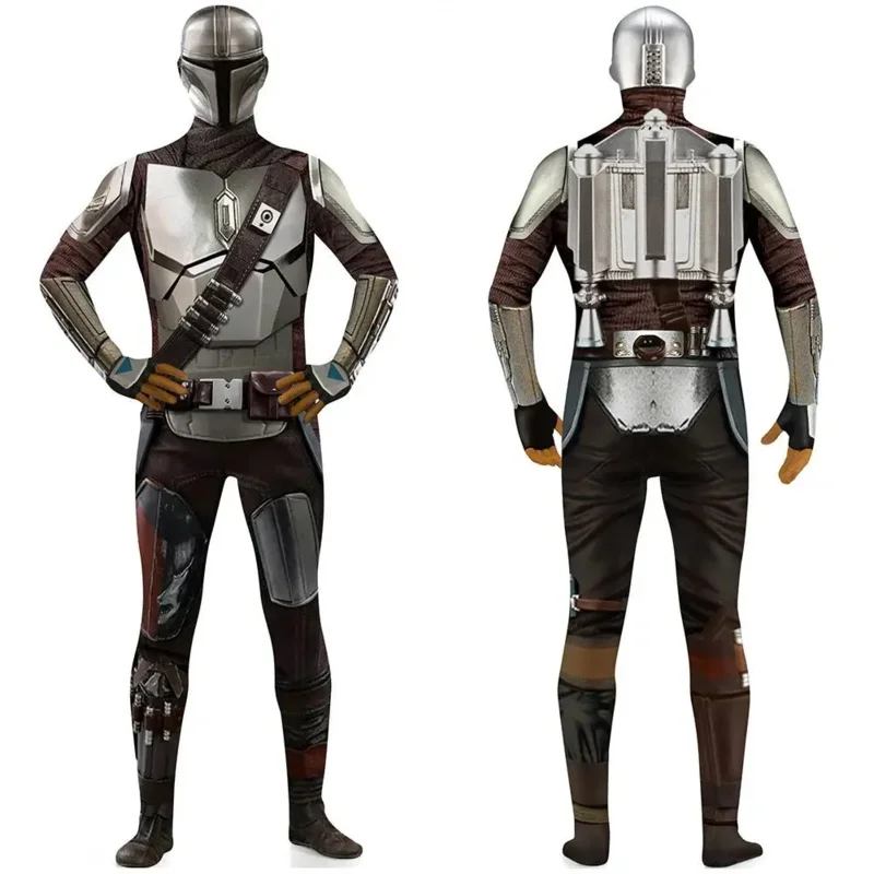 بدلة SW The Mandalorian بدلة ثلاثية الأبعاد مع غطاء رأس أزياء تنكرية للهالوين ملابس أداء للأطفال البالغين