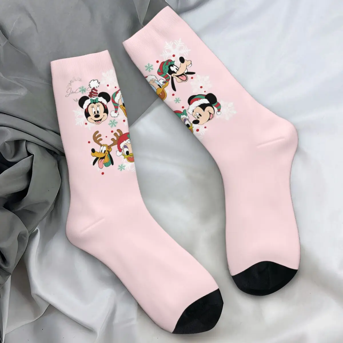 Medias navideñas de Mickey Mouse, calcetines de ocio con diseño, calcetines antideslizantes de otoño, calcetines transpirables de escalada Unisex para hombres