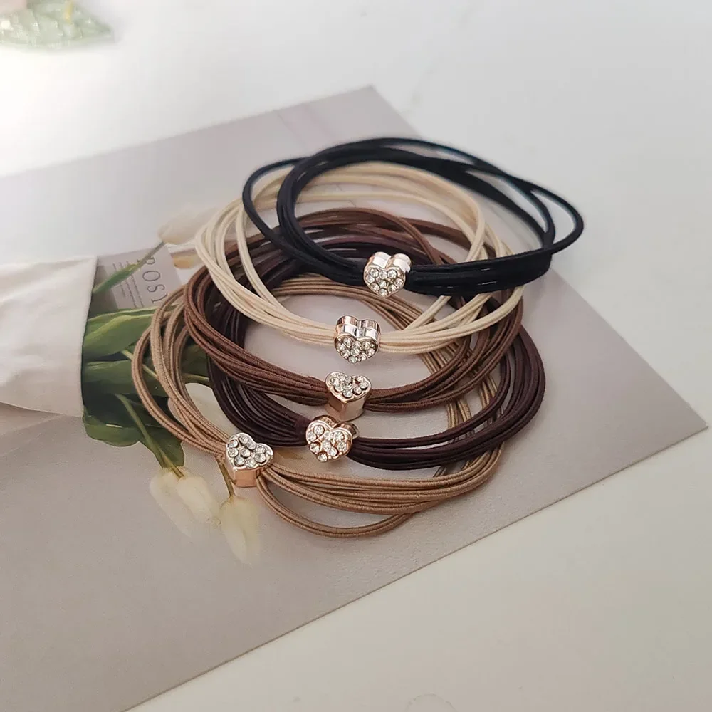 5 قطع أزياء بسيطة نمط القلب القوس مرونة عالية الفتيات ذيل حصان حامل إكسسوارات الشعر ربطات الشعر للنساء