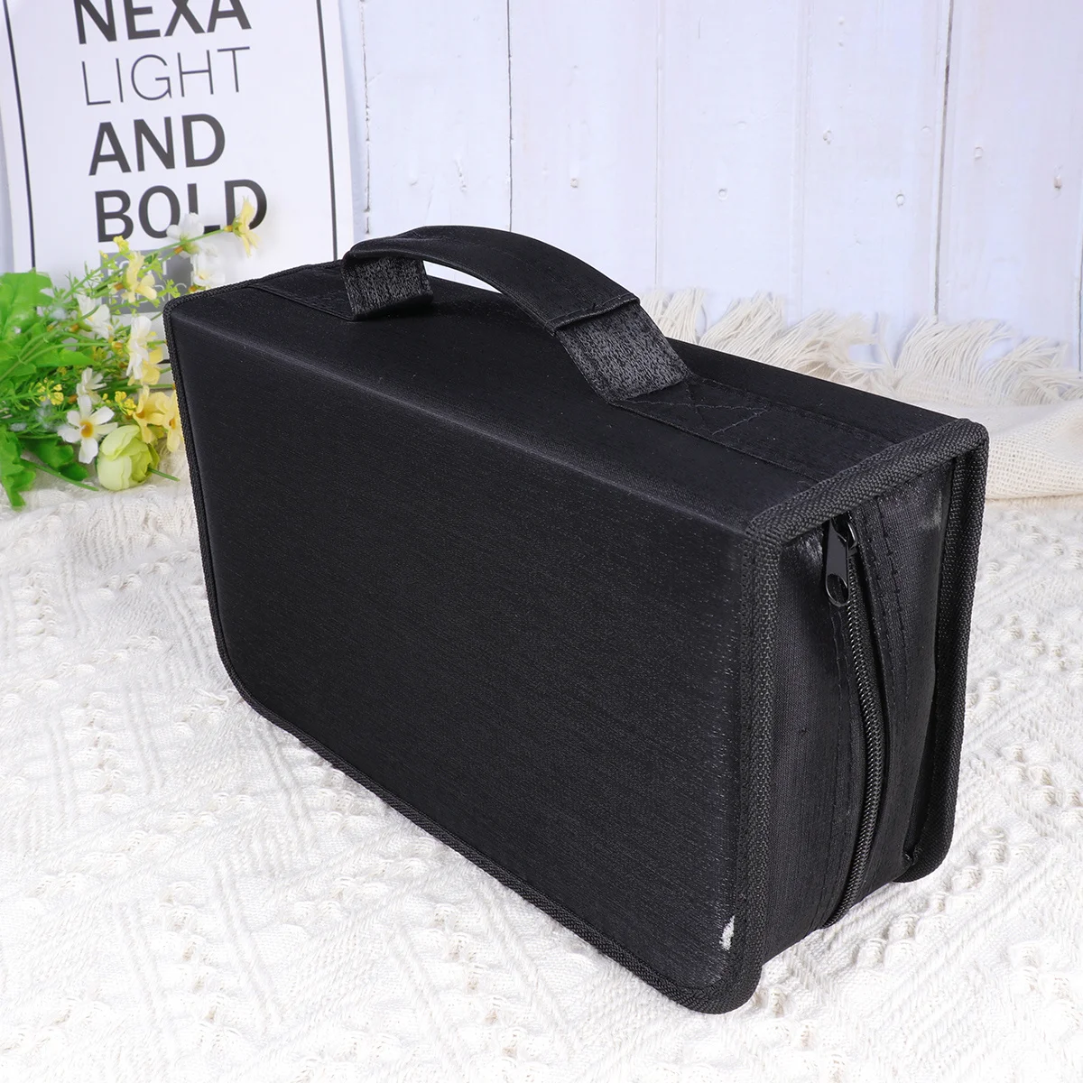 

Cd Bag Large Capacity Mercerized Cloth Dvd Storage Pouch Smooth Zipper For Home Car Organization Cd Holder Dvd Bag