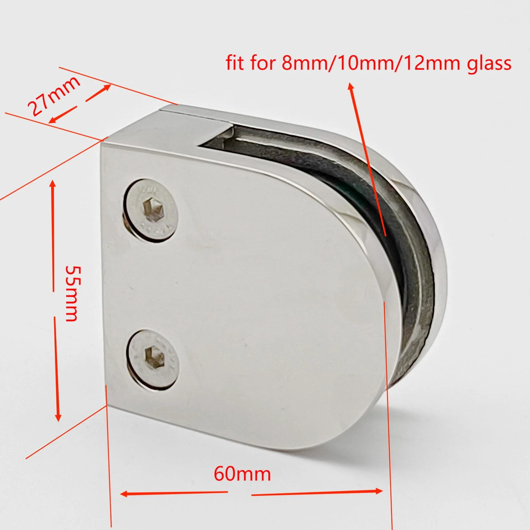 2 PCS 8-12 mm Glass Clamps Stainless Steel 316 Glass Bracket with Flat Back for Balustrade Staircase Handrail Mirror Polish