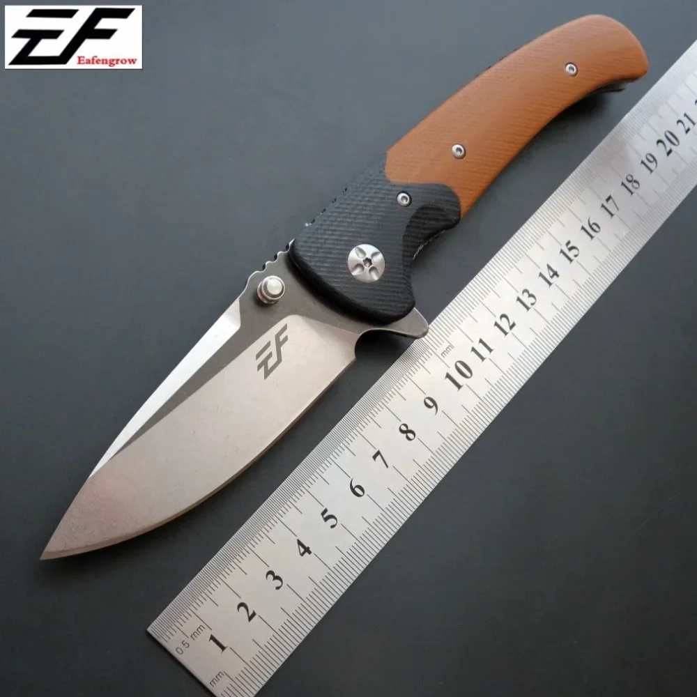 

Eafengrow EF67 pocket knife D2 Steel blade + G10 handle ball bearing folding knife hunting camping fruit knife outdoor EDC Tool