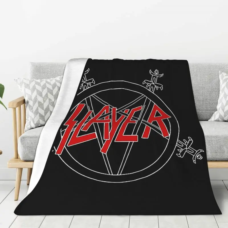

Custom Slayers Heavy Metal Rock Band Blanket Warm Fleece Soft Flannel Throw Blankets for Bed Sofa Home Spring